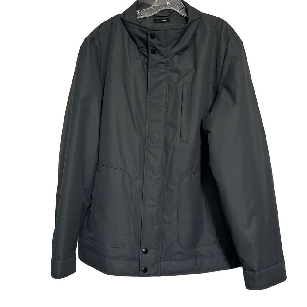 Claiborne Dobby Tech Jacket Men's XXL Dark Gray Insulated Zip & Snap Outerwear